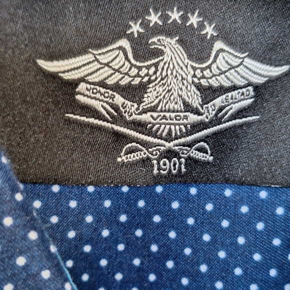 El General Shirt Cotton Navy Dotted Swiss SzXL Polyester Long Sleeve Collar/Cuff - Picture 2 of 13